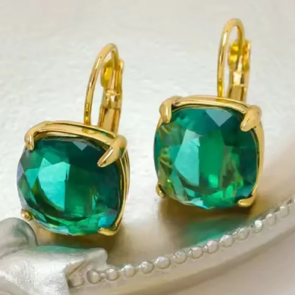 Kate Spade New York ♠️ emerald green jewelled drop earrings - Picture 2 of 10